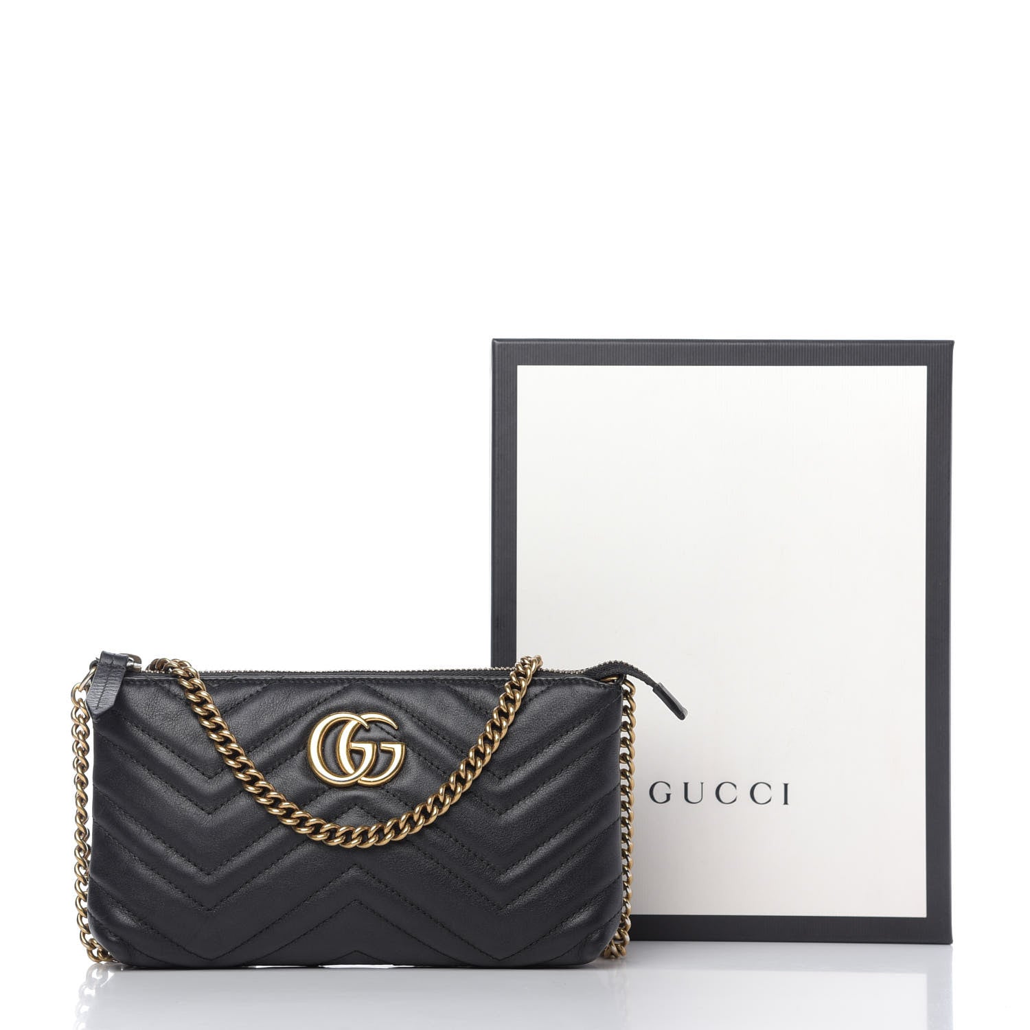 Gucci Calfskin Matelasse Mini GG Marmont Chain Bag Black 10 of 10