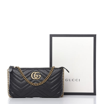 Gucci Calfskin Matelasse Mini GG Marmont Chain Bag Black 10 of 10