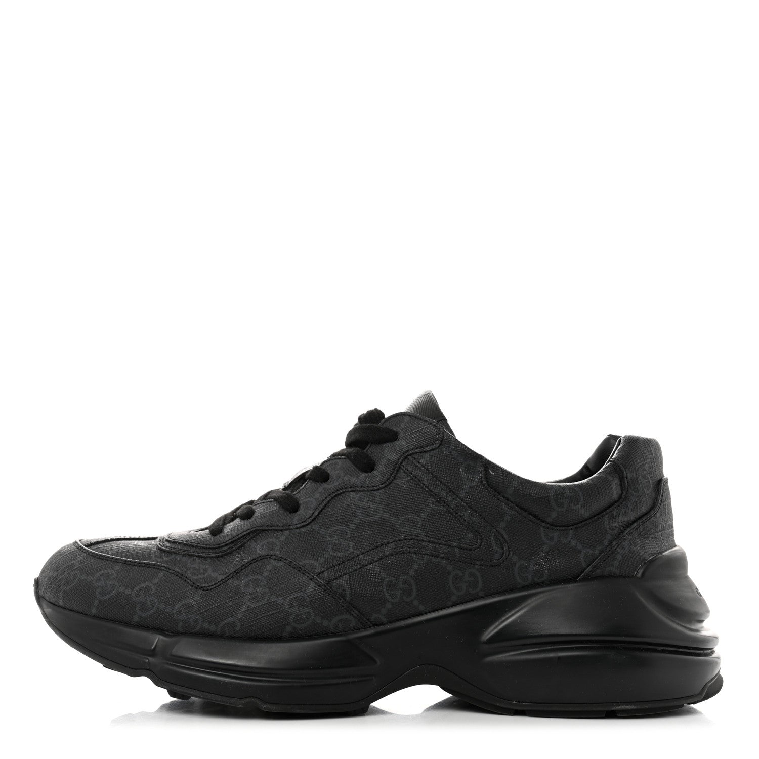 Gucci GG Supreme Monogram Mens Rhyton Sneakers 10.5 Black 1 of 8