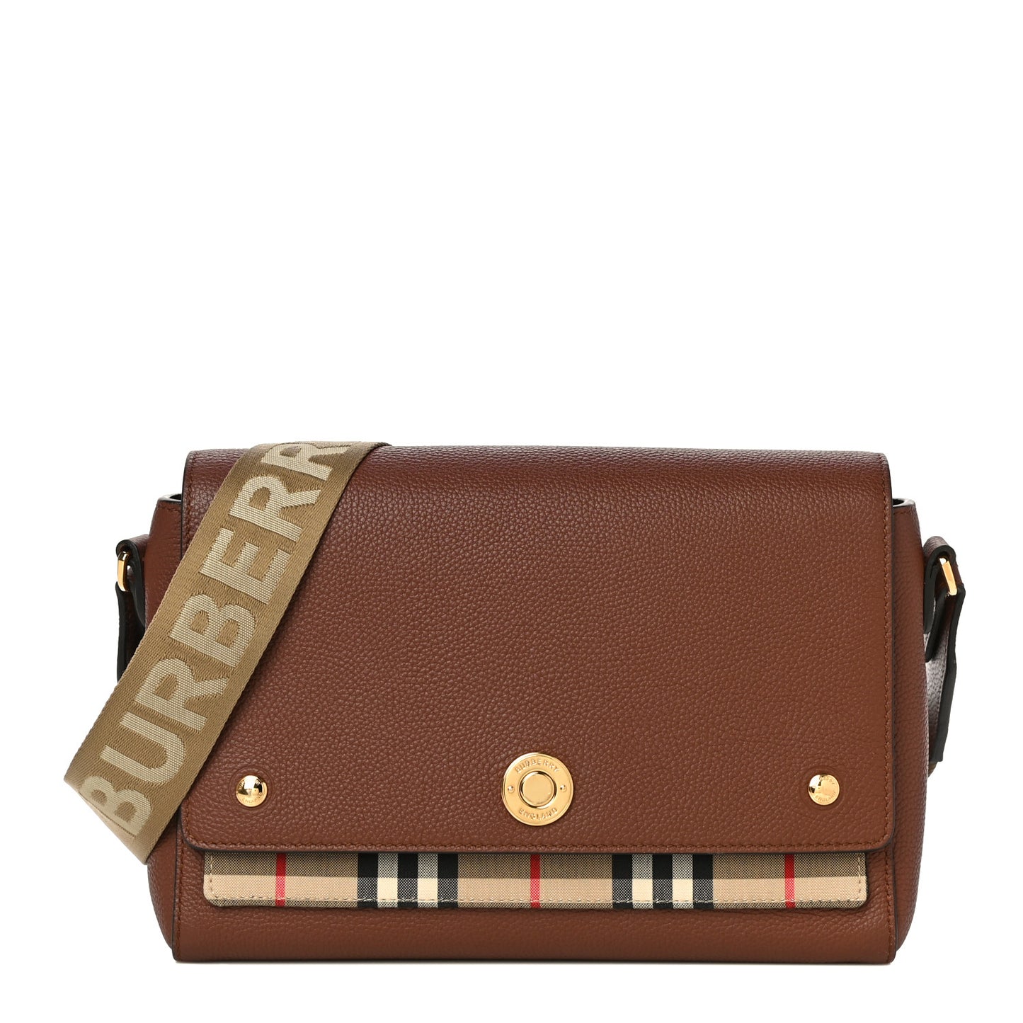 Calfskin Vintage Check Note Crossbody Bag Tan