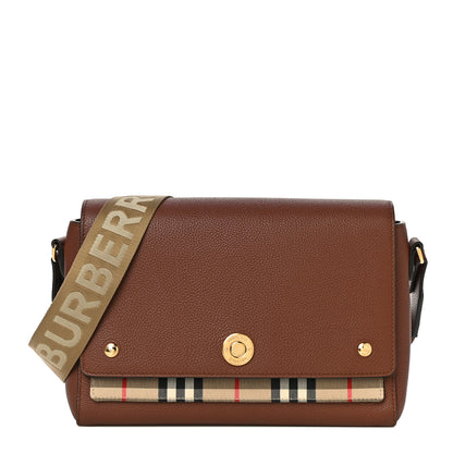 Burberry Calfskin Vintage Check Note Crossbody Bag Tan 1 of 8