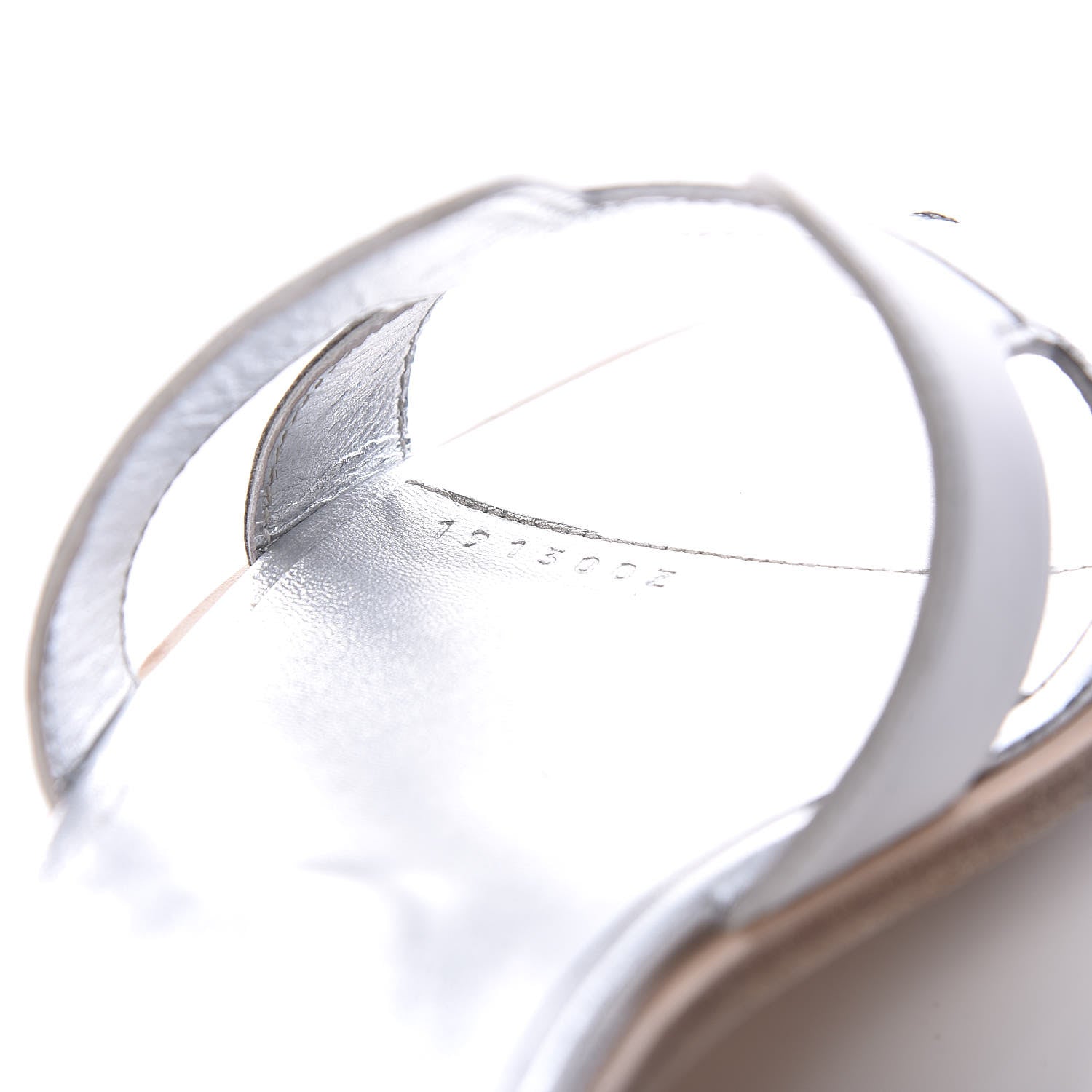 Hermes Metallic Nappa Box Oran Sandals 37.5 White Gris Argente 10 of 12