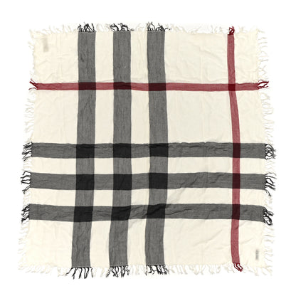 Burberry Wool Silk Gauze Giant Check Lightweight Scarf White 1 of 4