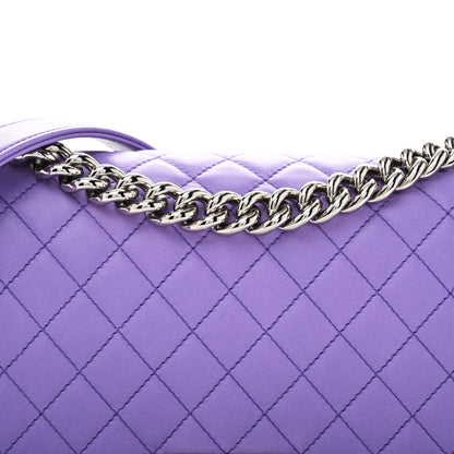 Chanel Calfskin Quilted Medium Boy Flap Purple 8 of 12
