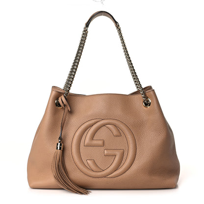 Gucci Pebbled Calfskin Medium Soho Chain Shoulder Bag Camelia 1 of 9