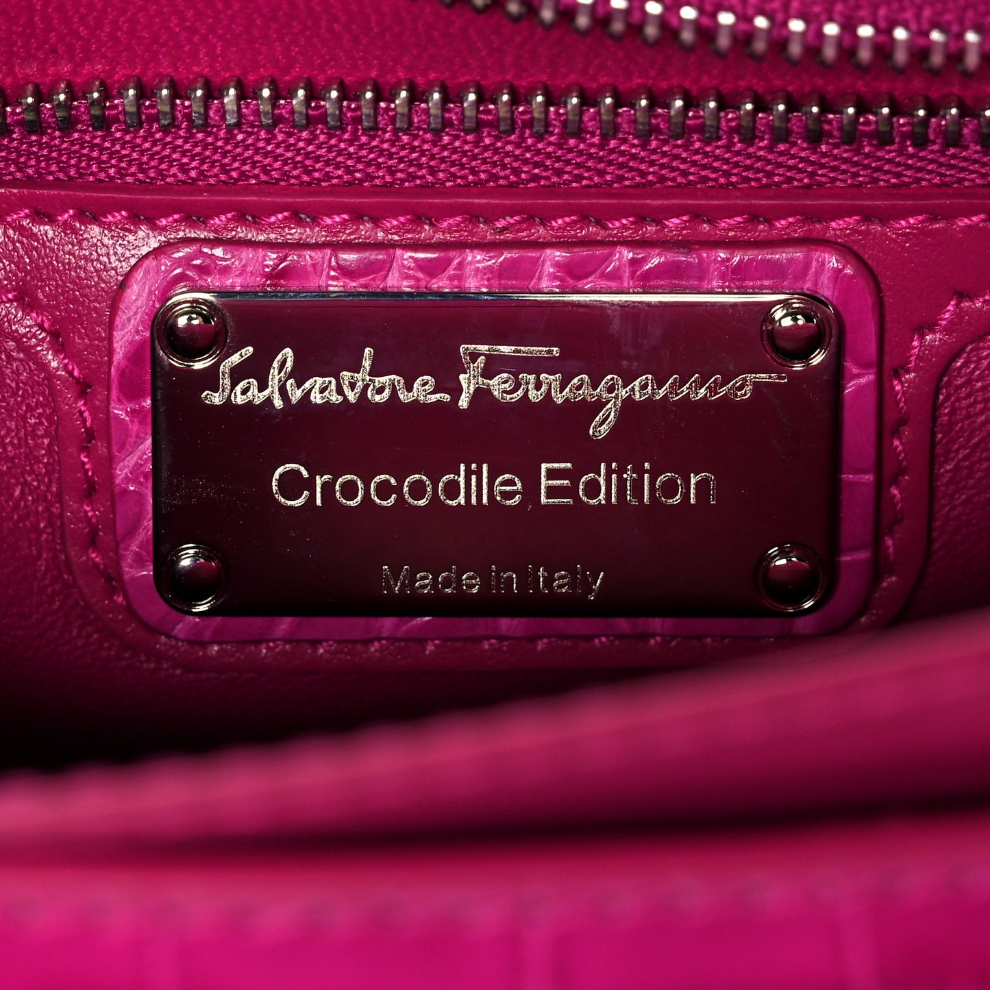 Crocodile Gancio Shoulder Bag Cerise