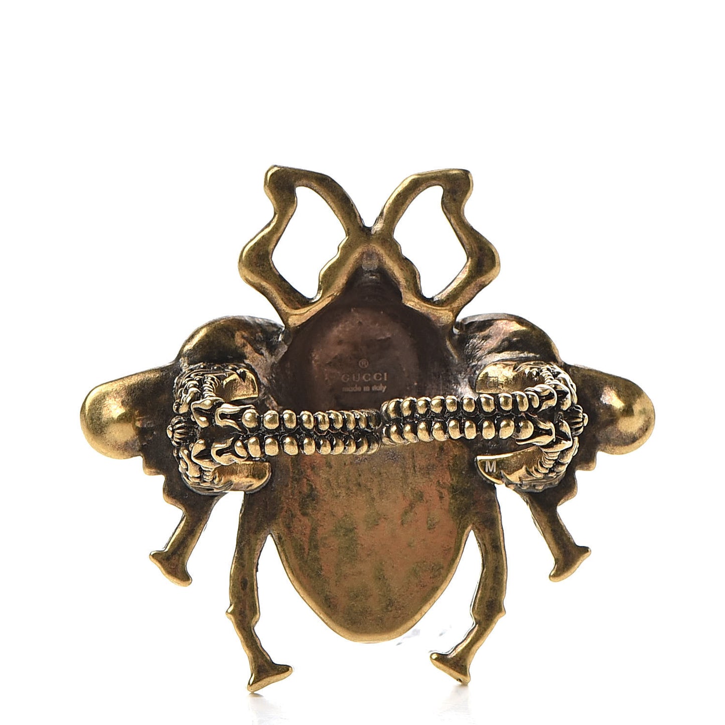 Crystal Pearl Enamel Bee Multifinger Ring M