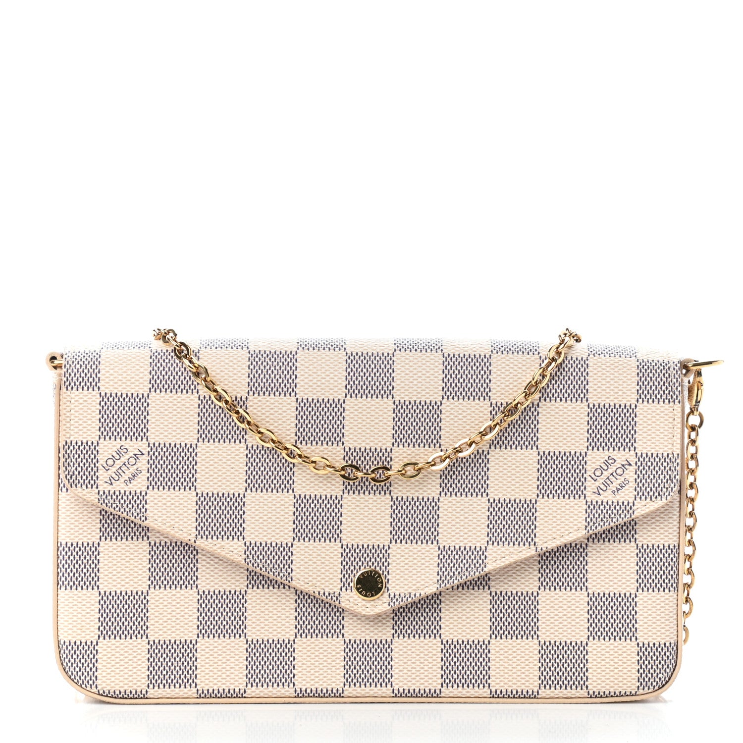 Louis Vuitton Damier Azur Pochette Felicie Chain Wallet Rose Ballerine 3 of 10