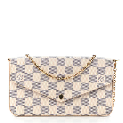 Louis Vuitton Damier Azur Pochette Felicie Chain Wallet Rose Ballerine 3 of 10