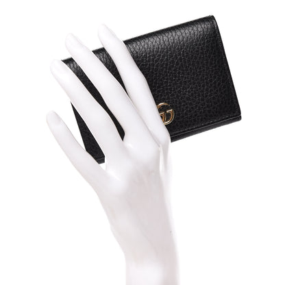 Gucci Pebbled Calfskin GG Marmont Card Case Black 2 of 8