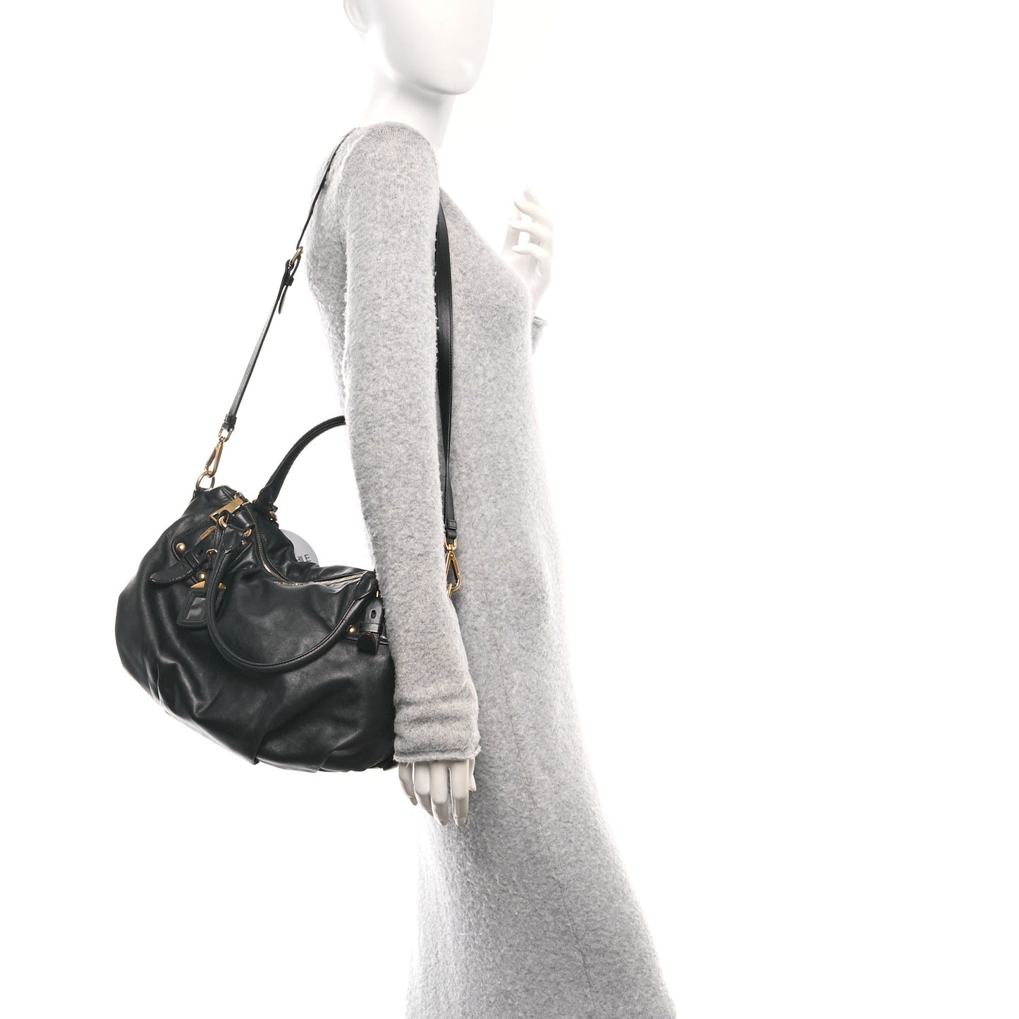 Soft Calf Shopping Satchel Black