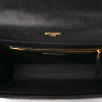 Saint Laurent Grain De Poudre Textured Mixed Matelasse Large Triquilt Monogram Satchel Black 5 of 11