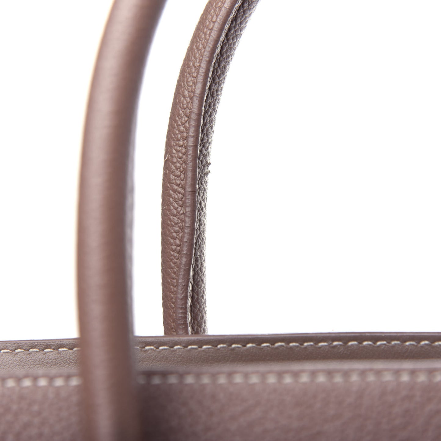 Grained Calfskin Topstitch Small Classic Sac De Jour Taupe