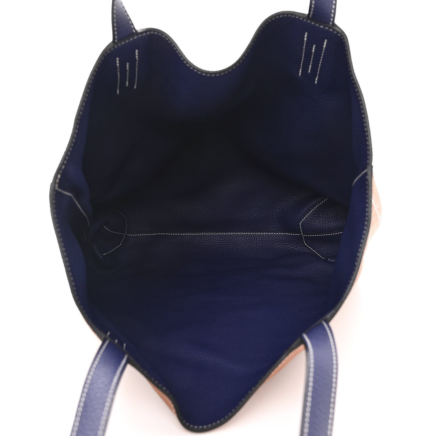 Hermes Taurillon Clemence Double Sens 45 Reversible Tote Gold Bleu Encre 8 of 16