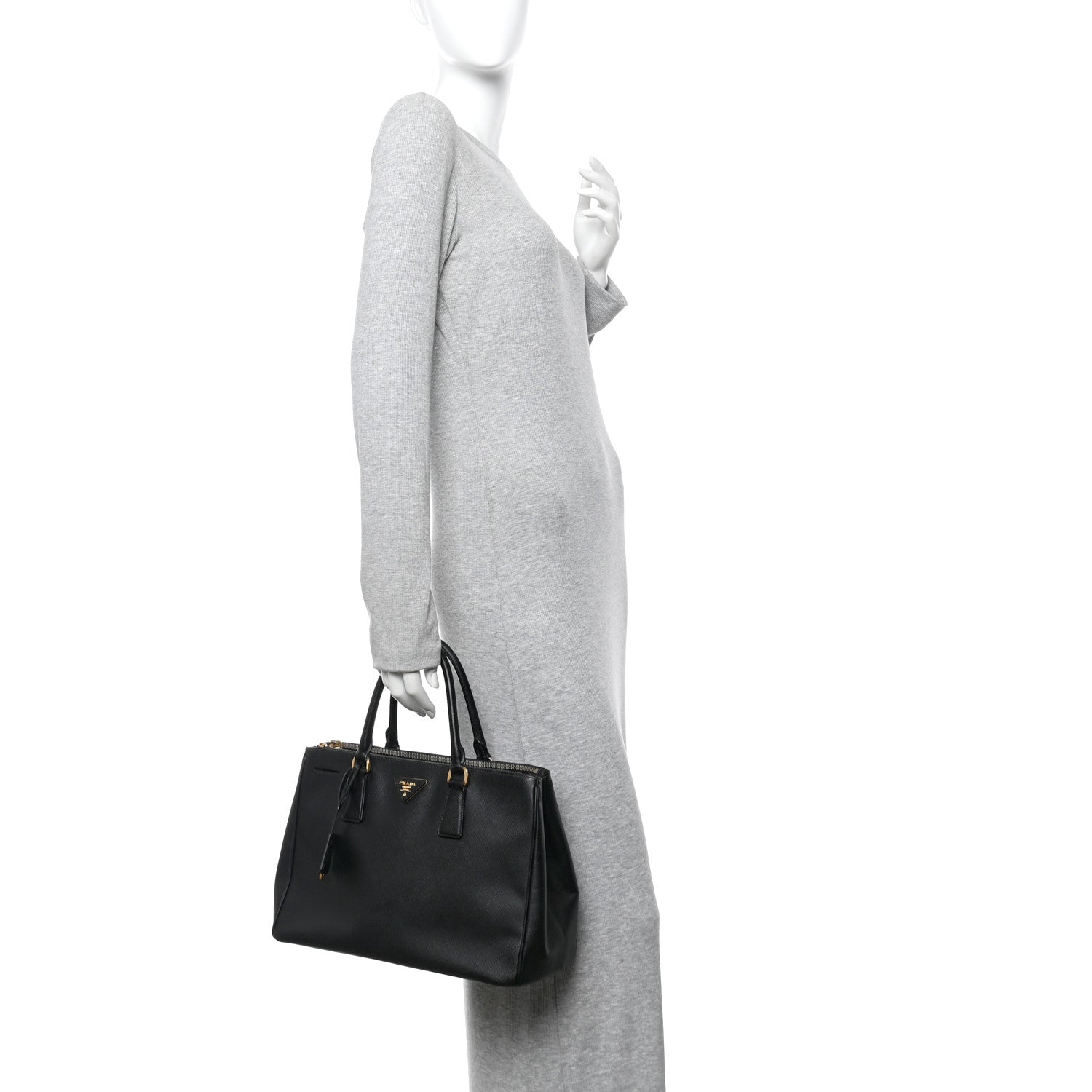 Prada Saffiano Lux Medium Double Zip Black 2 of 13