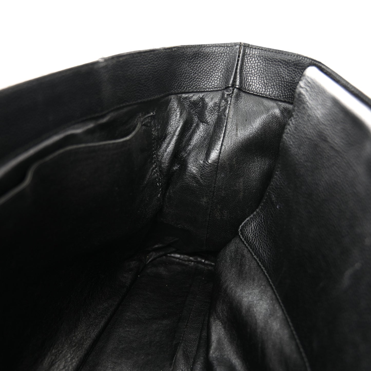 Caviar Quilted Shopping Tote Black