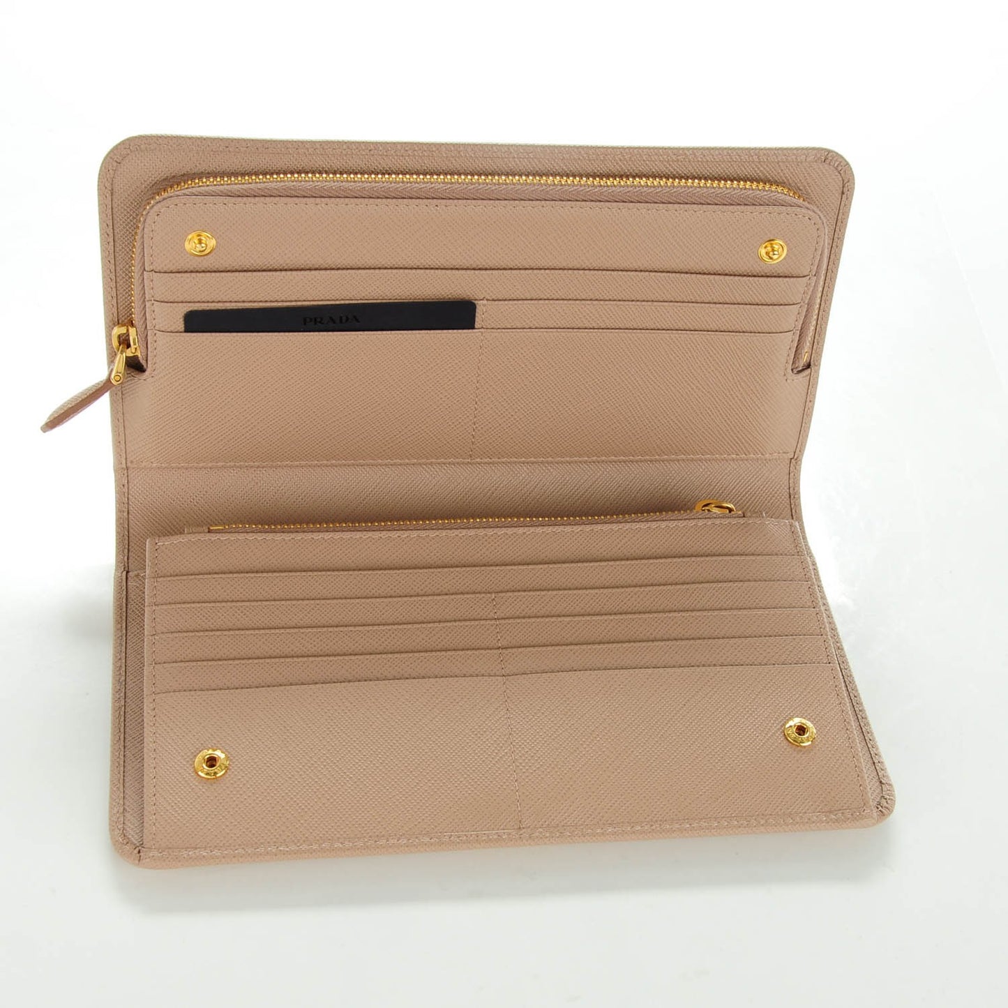 Saffiano Metal Double Snap Travel Wallet Cammeo