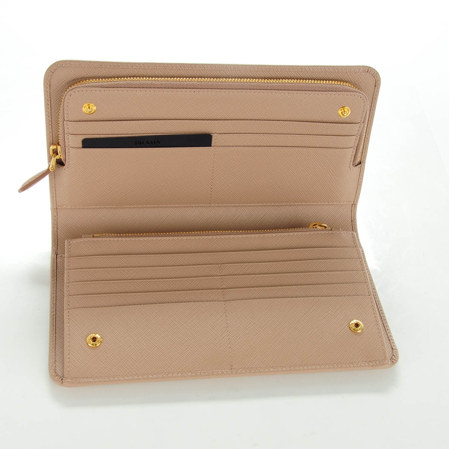 Prada Saffiano Metal Double Snap Travel Wallet Cammeo 5 of 7