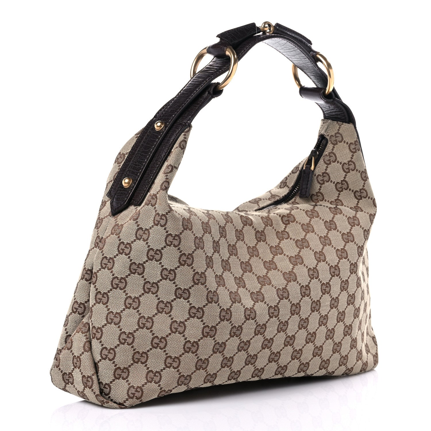 Gucci Monogram Medium Horsebit Chain Hobo Dark Brown 3 of 15