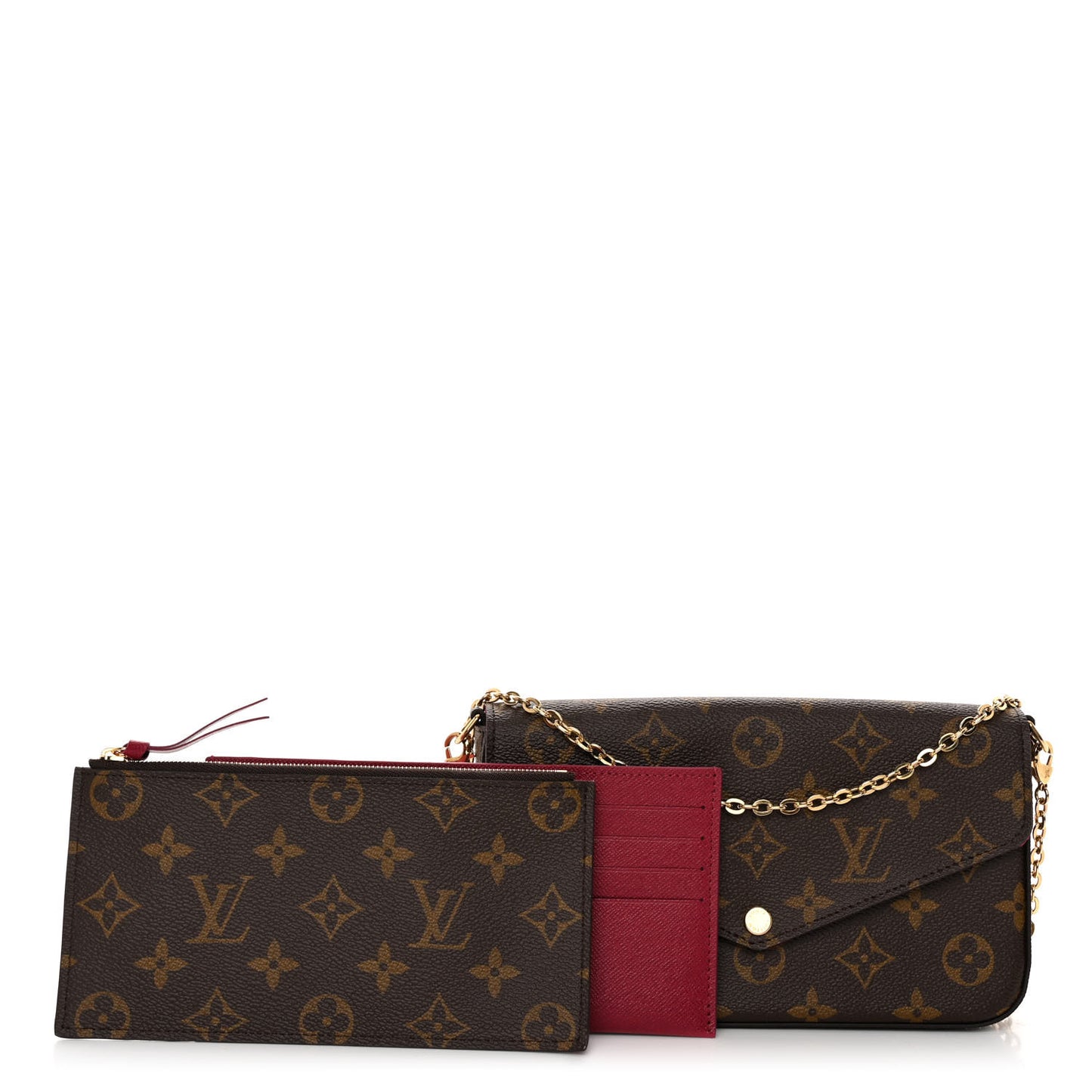 Monogram Pochette Felicie Chain Wallet Fuchsia