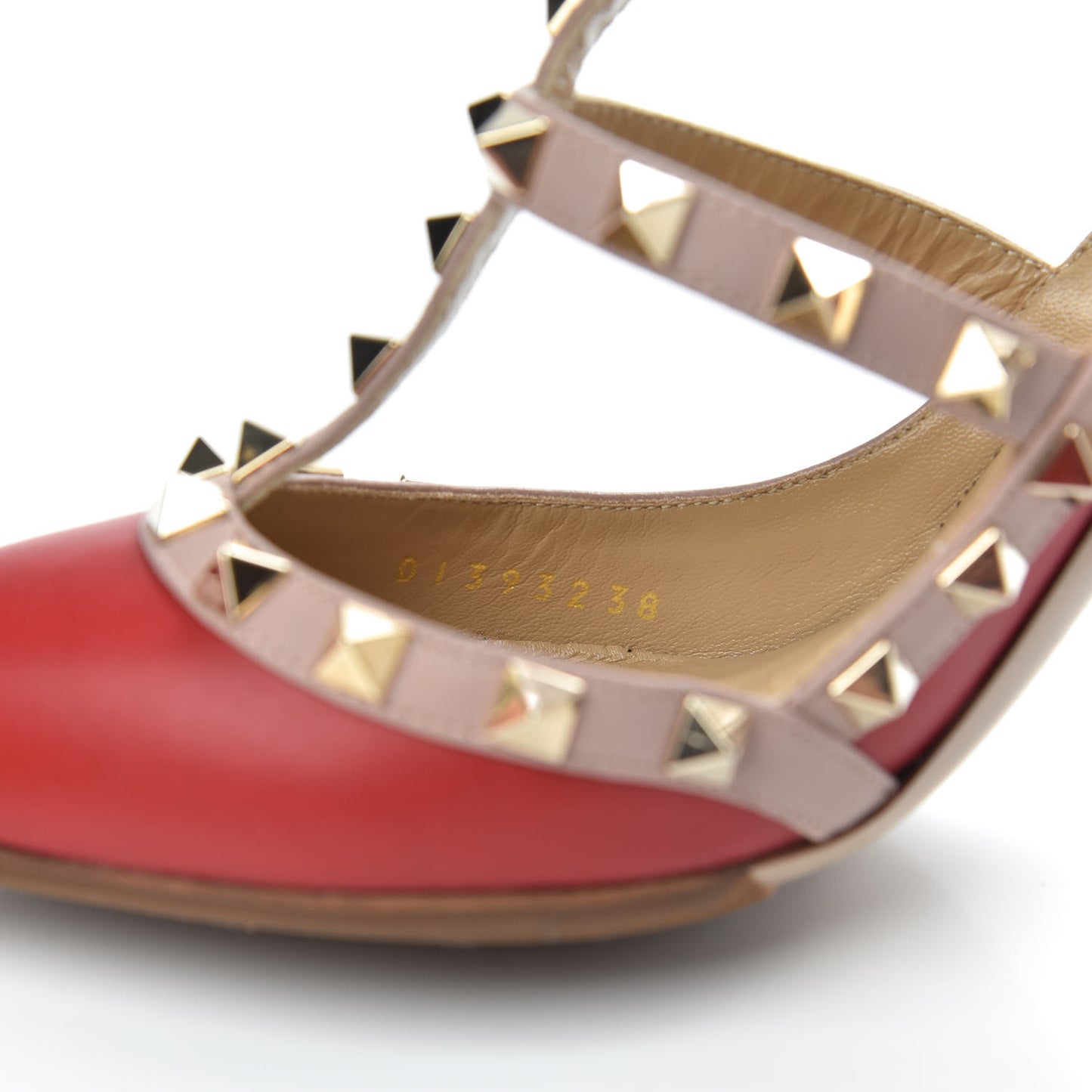 Nappa Rockstud Ankle Strap Pumps 38 Red Poudre