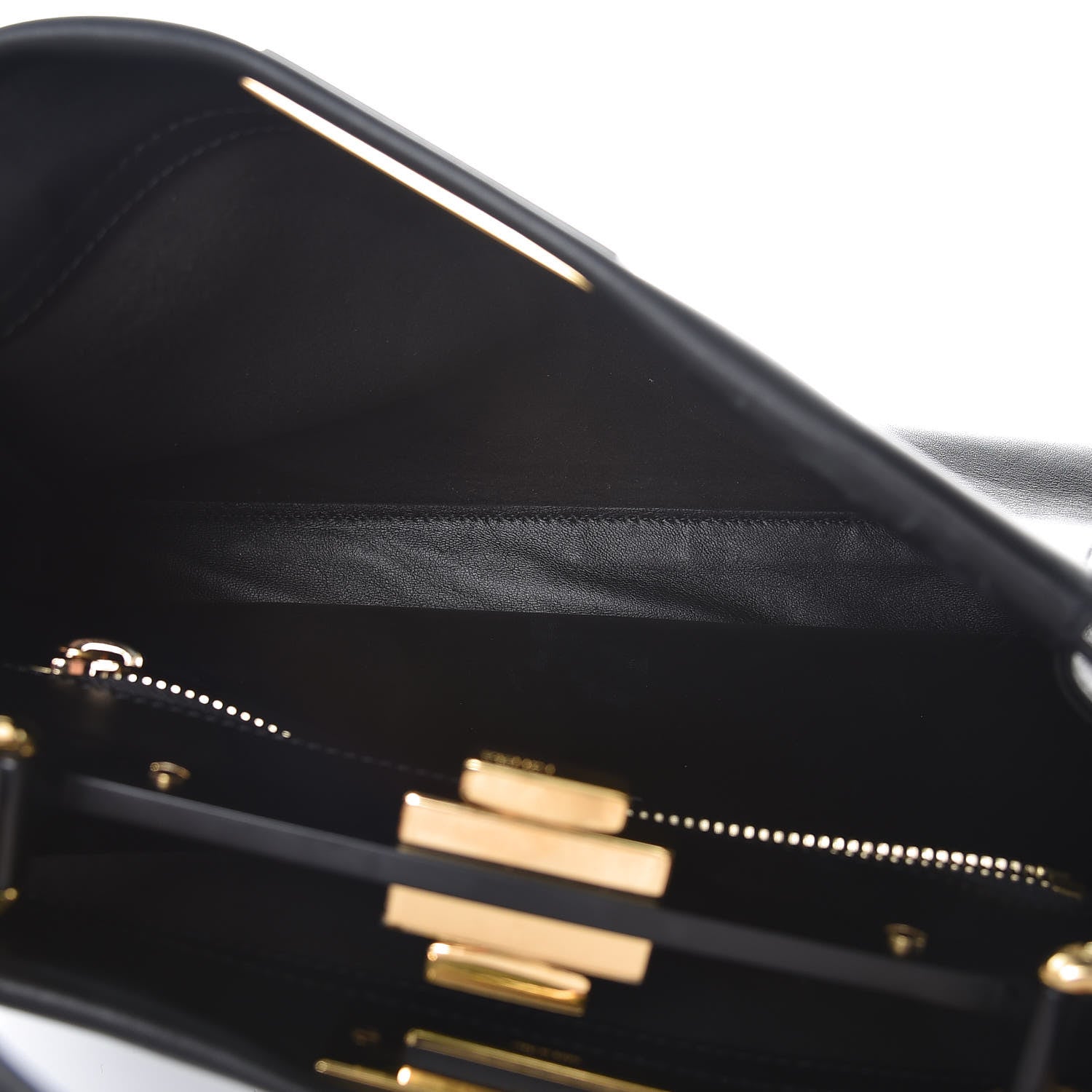 Fendi Vitello Seta Shiny Nappa Medium Peekaboo Iconic Satchel Black 6 of 8