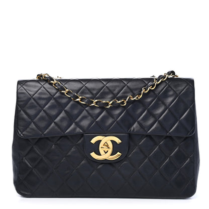 Chanel Lambskin Quilted XL Jumbo Single Flap Black 1 of 8