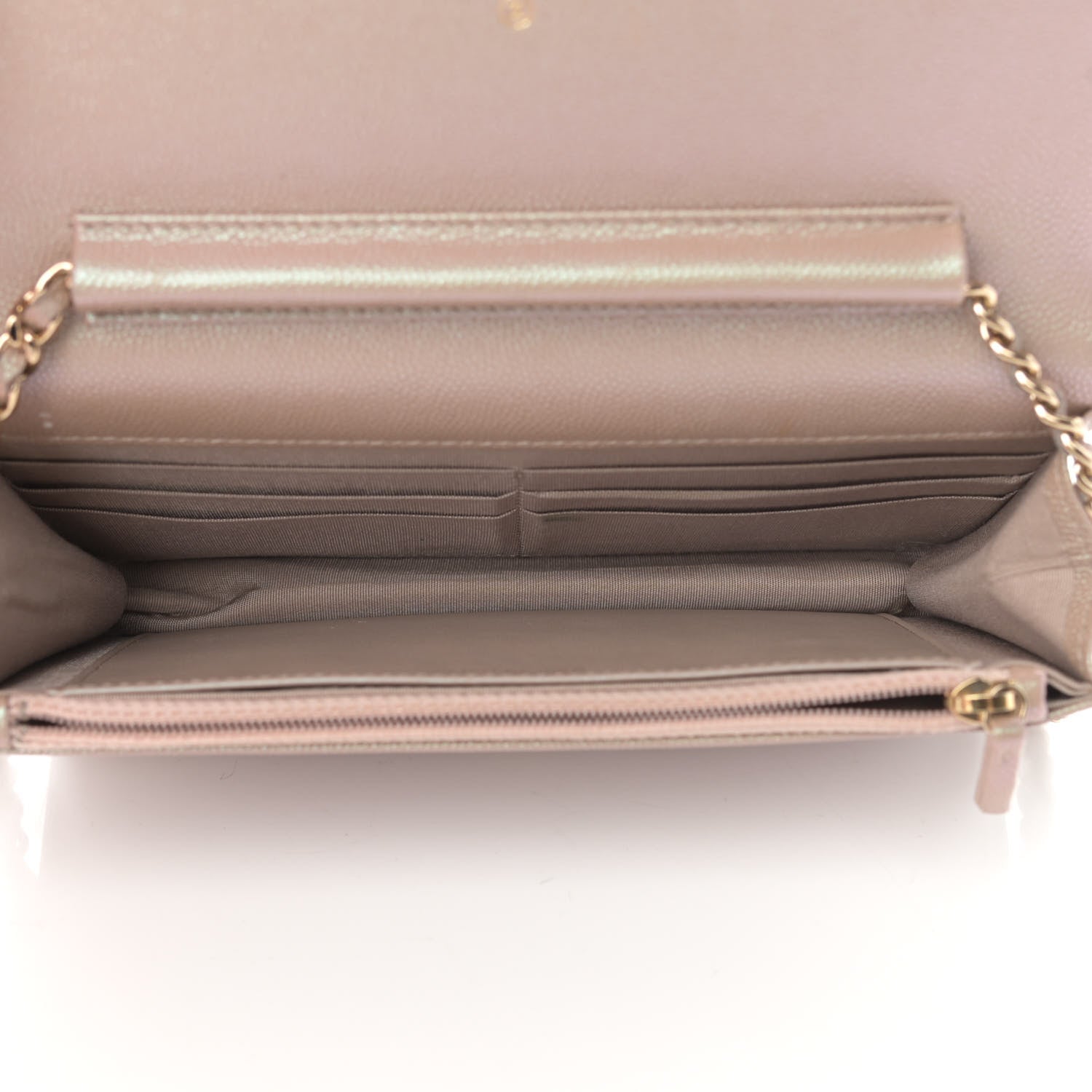Chanel Iridescent Caviar Quilted Wallet On Chain WOC Beige 5 of 23