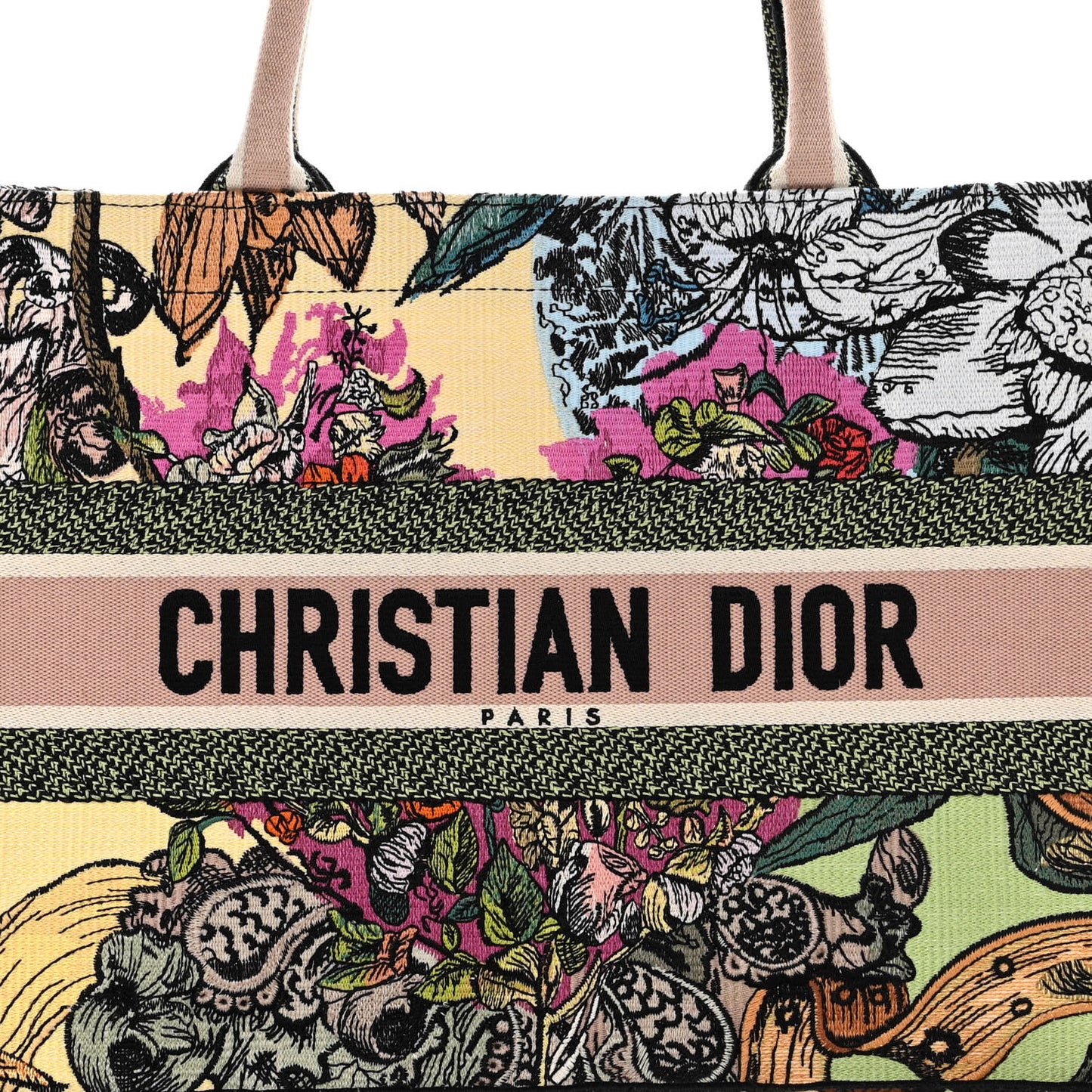 Canvas Embroidered Medium Coeur En Fleurs Book Tote Multicolor