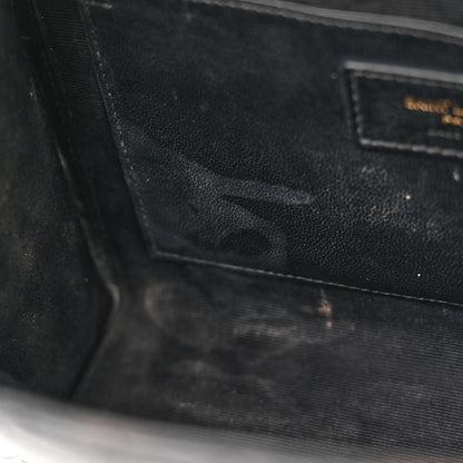 Saint Laurent Grain De Poudre Textured Mixed Matelasse Triquilt Medium Monogram Satchel Black 11 of 14
