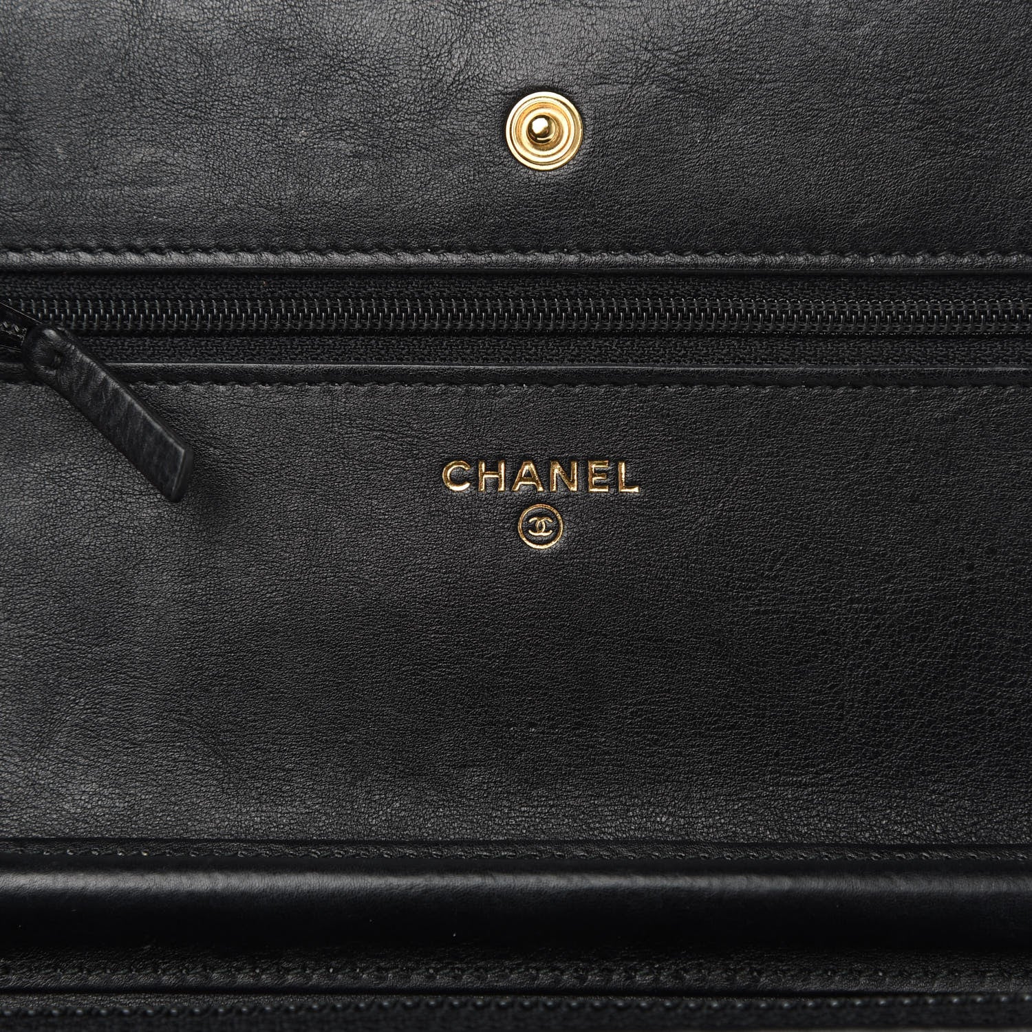 Chanel Crumpled Calfskin Chevron Quilted Wallet On Chain WOC Black 6 of 13