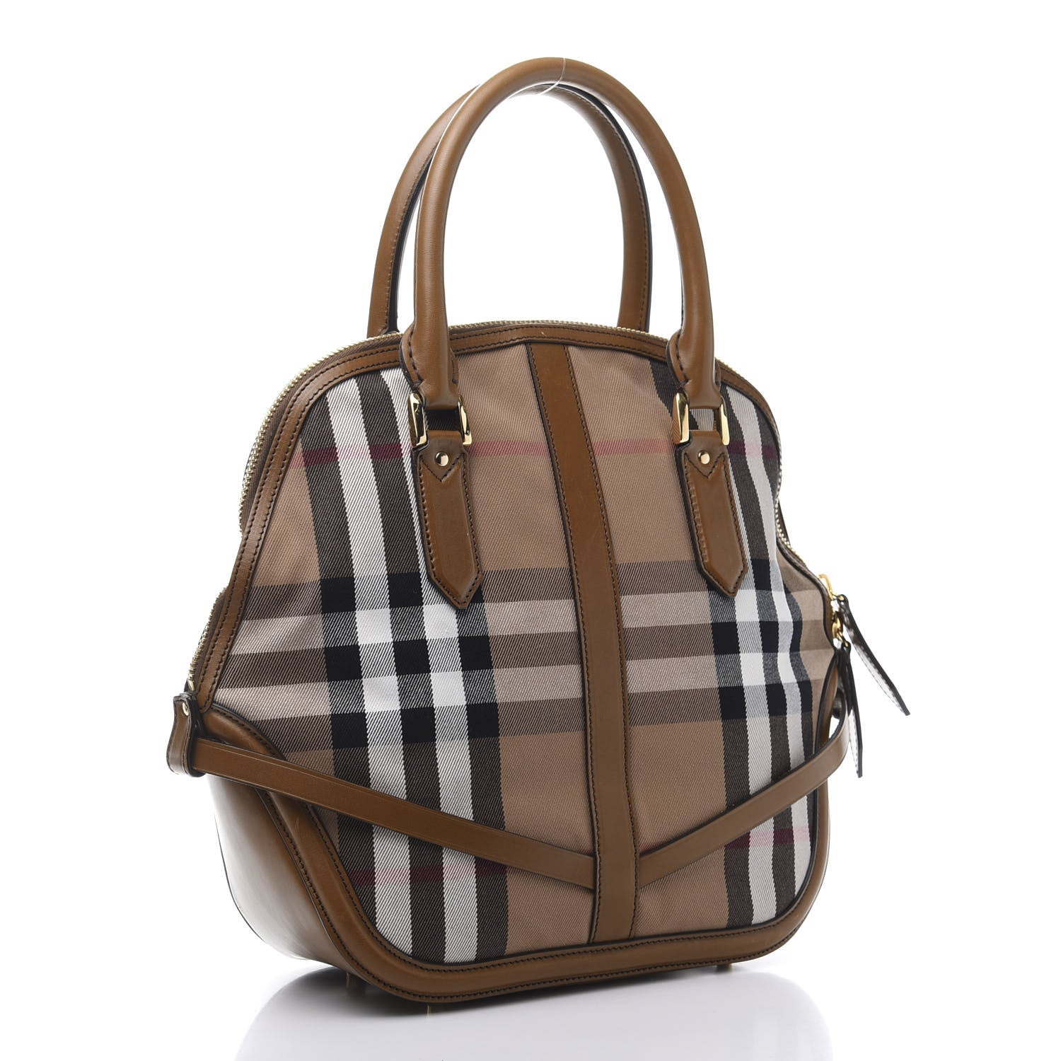 Burberry Bridle Calfskin House Check Owl Medium Orchard Bowling Bag Brown Ochre 3 of 13
