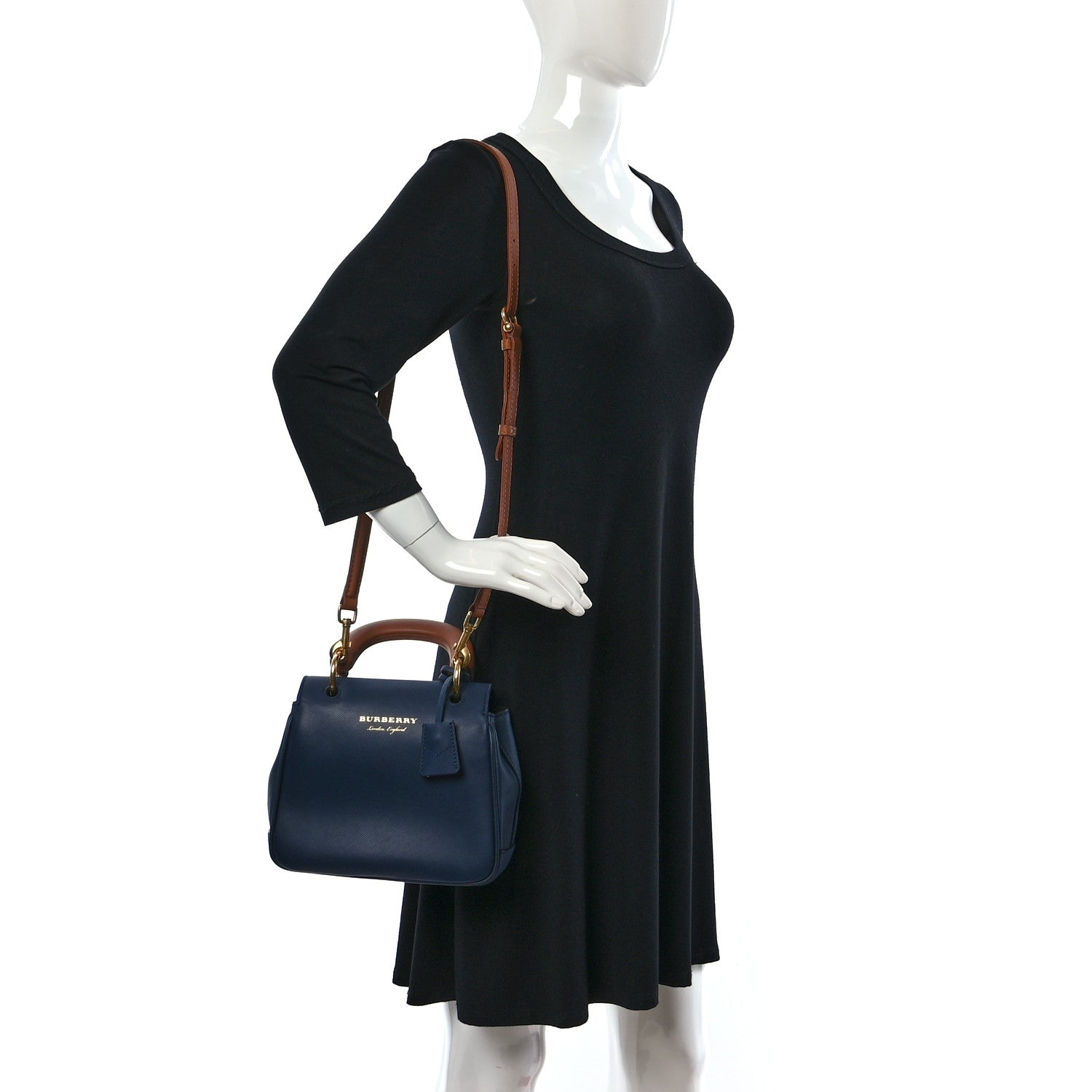 Burberry Trench Calfskin Small DK88 Top Handle Bag Ink Blue 2 of 8