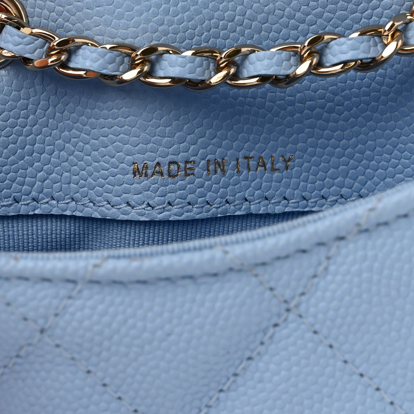 Caviar Quilted Mini Chain Belt Bag Light Blue