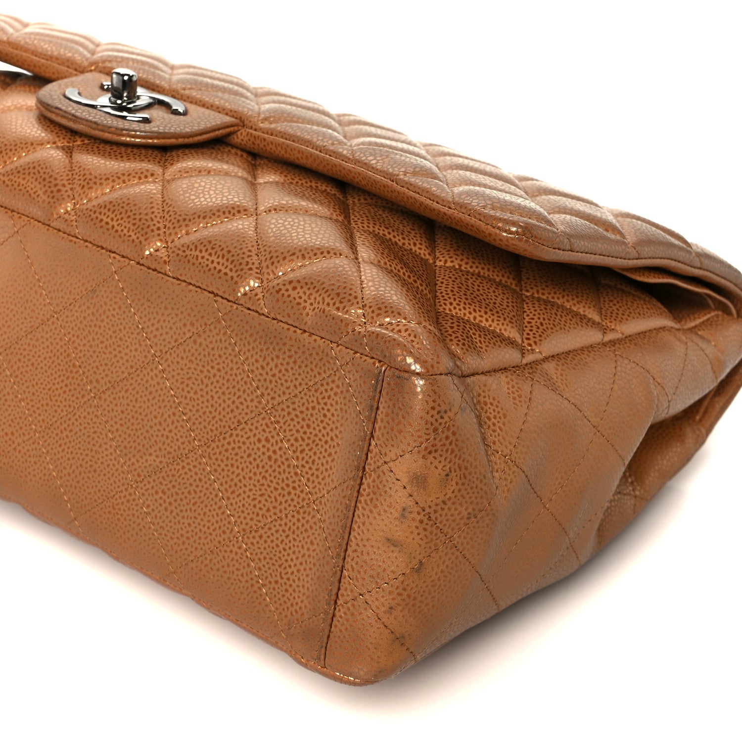 Chanel Metallic Caviar Quilted Maxi Double Flap Copper 11 of 11