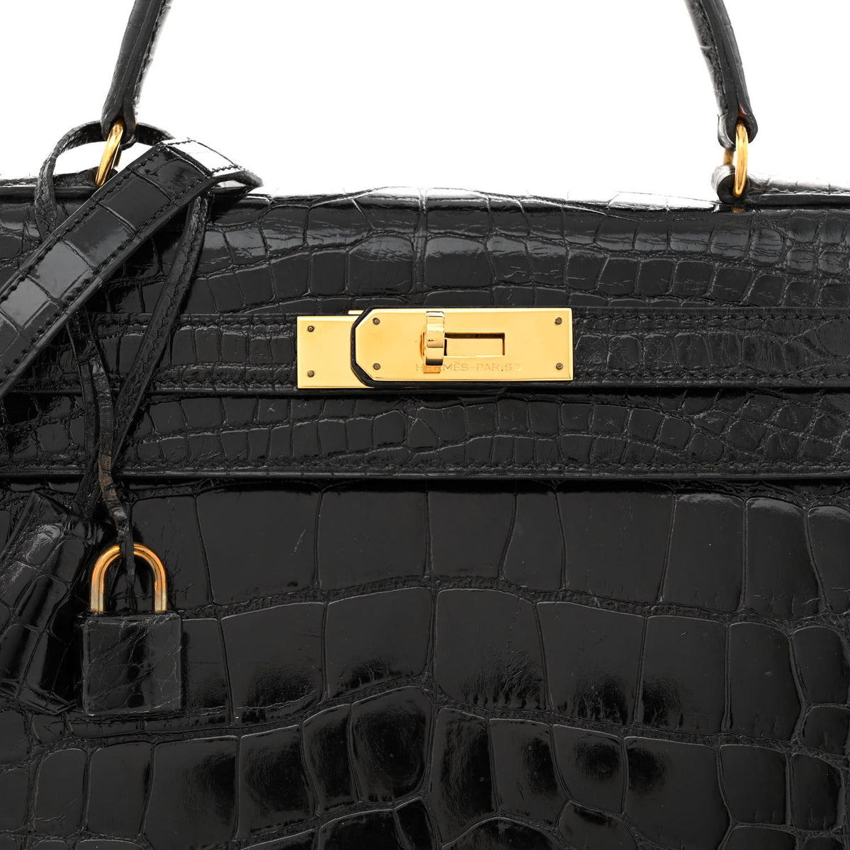 Shiny Alligator Kelly Sellier 28 Black