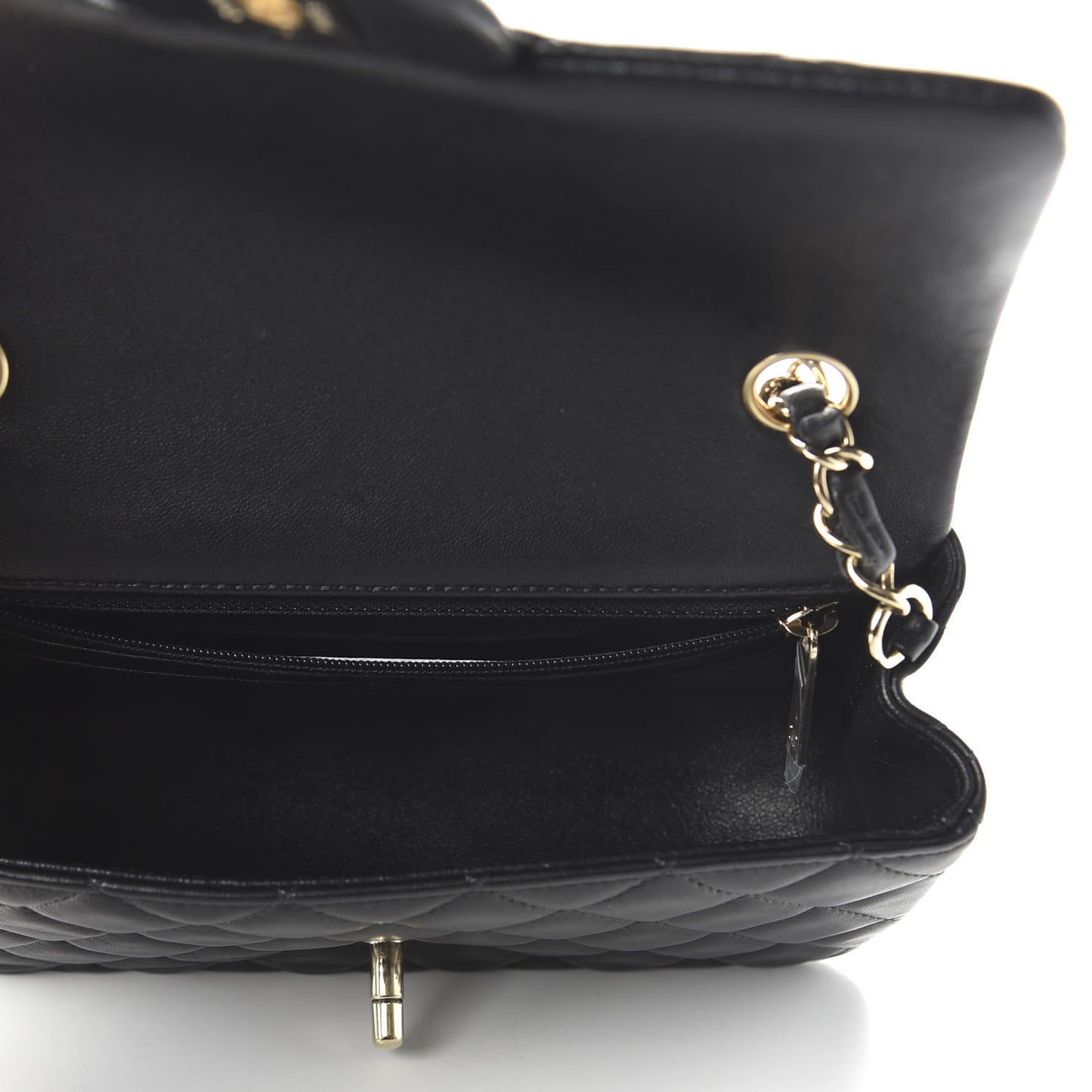 Lambskin Quilted Mini Rectangular Flap Black