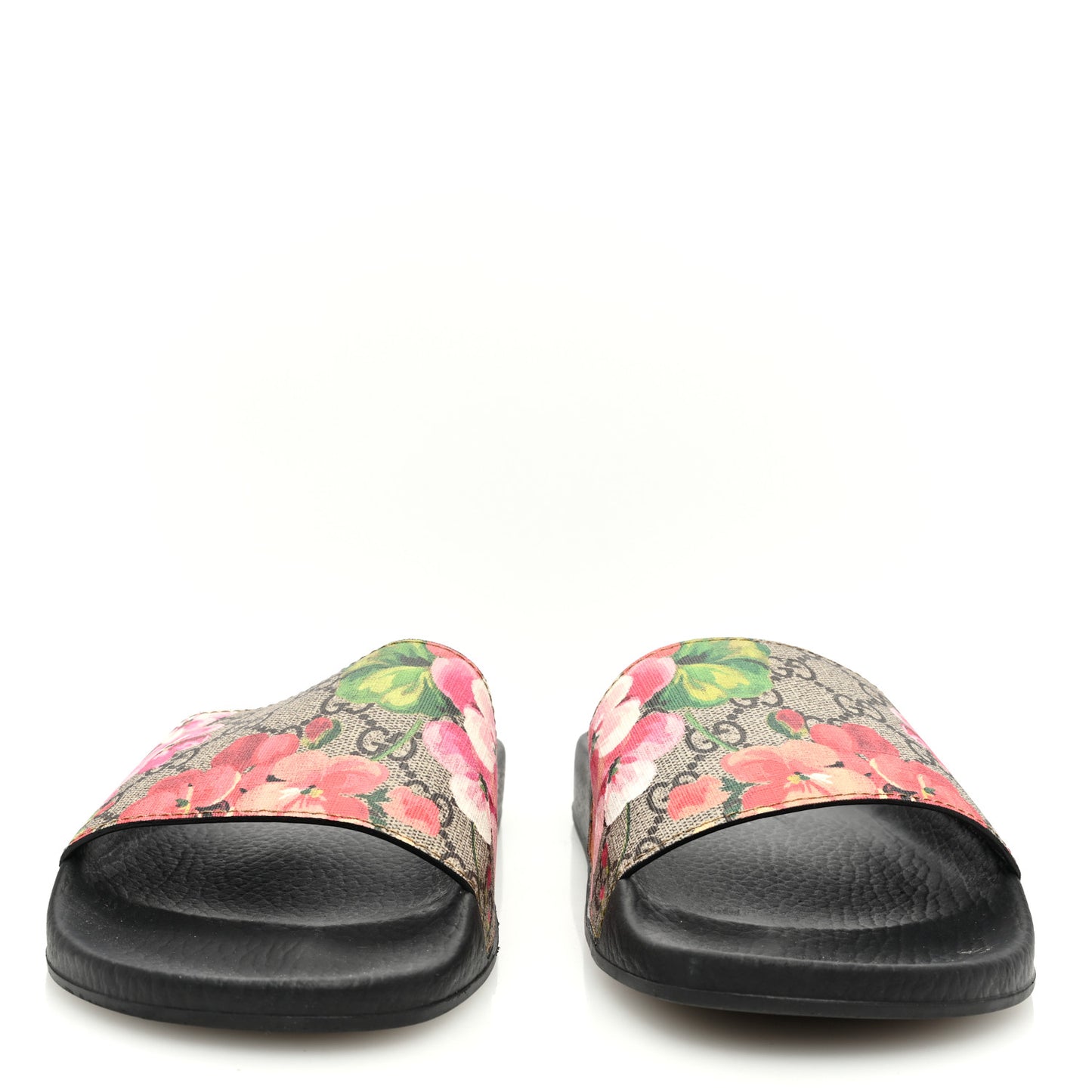 GG Supreme Monogram Blooms Slide Sandals 40 Beige Multicolor