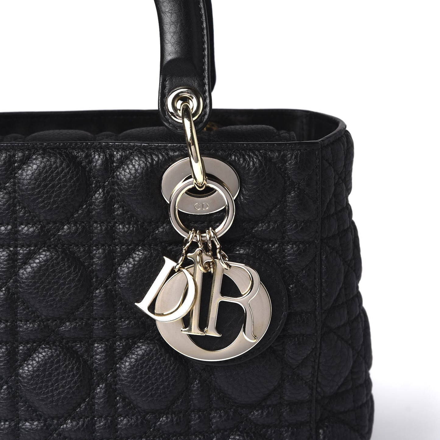 Grained Calfskin Cannage Medium Supple Lady Dior Black