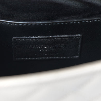Saint Laurent Grain De Poudre Textured Mixed Matelasse Triquilt Small Monogram Satchel Optical White 5 of 9