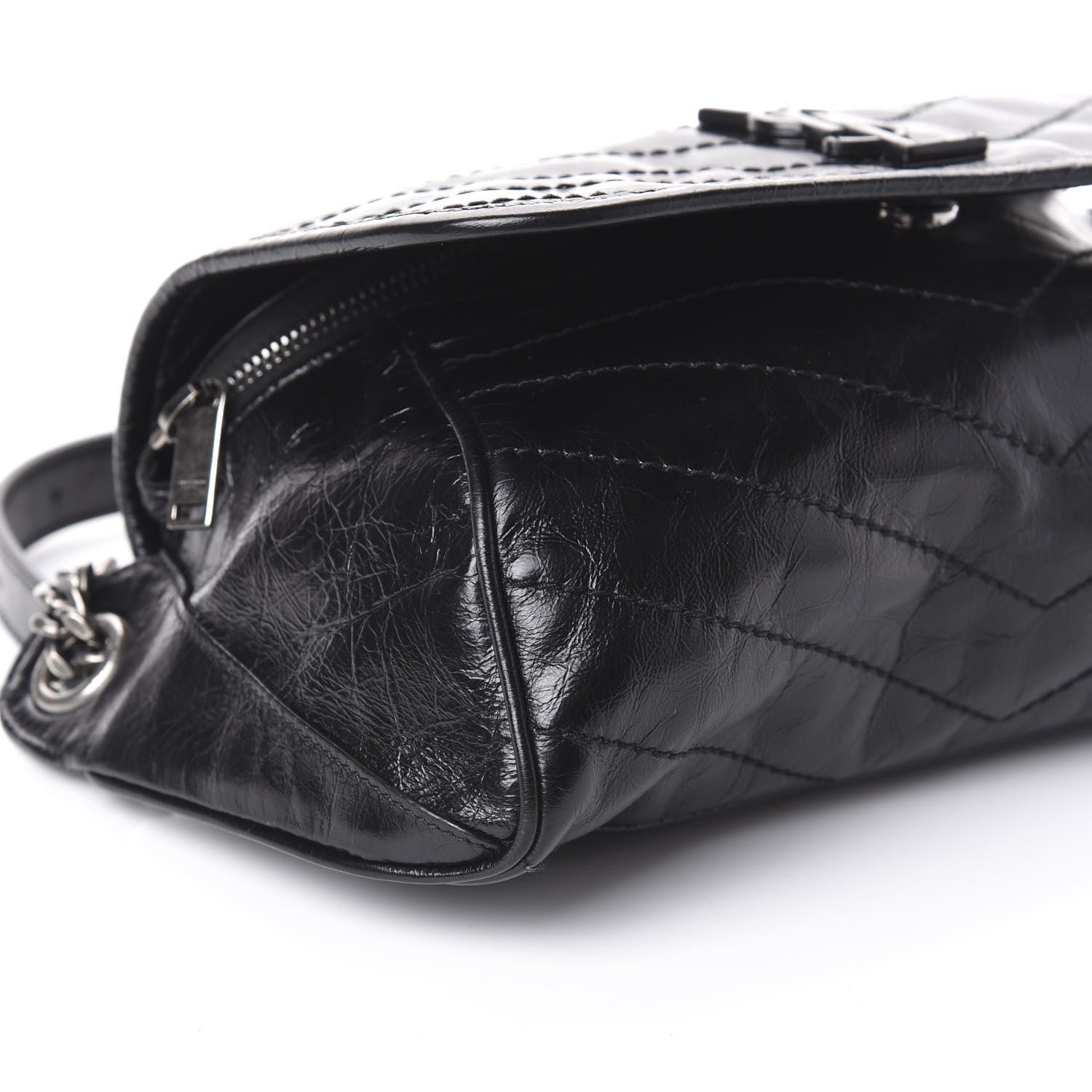 Saint Laurent Crinkled Calfskin Matelasse Monogram Niki Body Bag Black 7 of 8