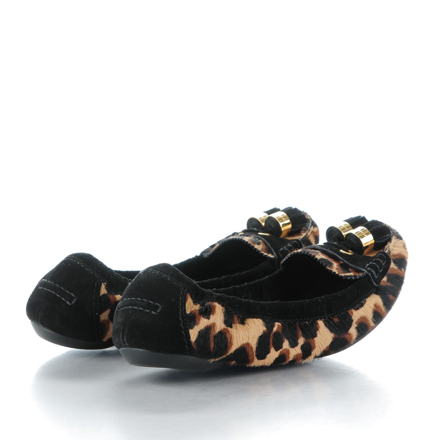 Leopard Pony Hair Dada Ballerina Flats 38 Black