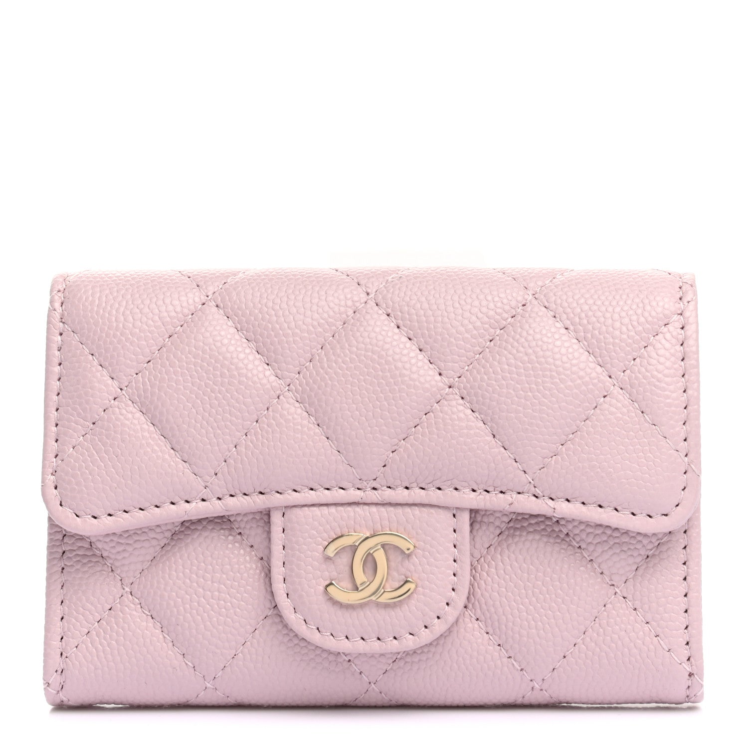 Chanel Caviar Quilted Flap Card Holder Wallet Light Pink 1 of 8