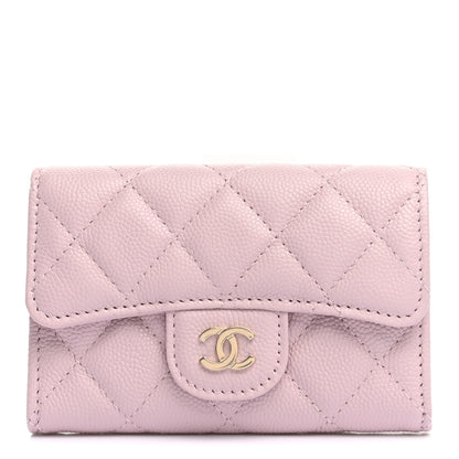 Chanel Caviar Quilted Flap Card Holder Wallet Light Pink 1 of 8