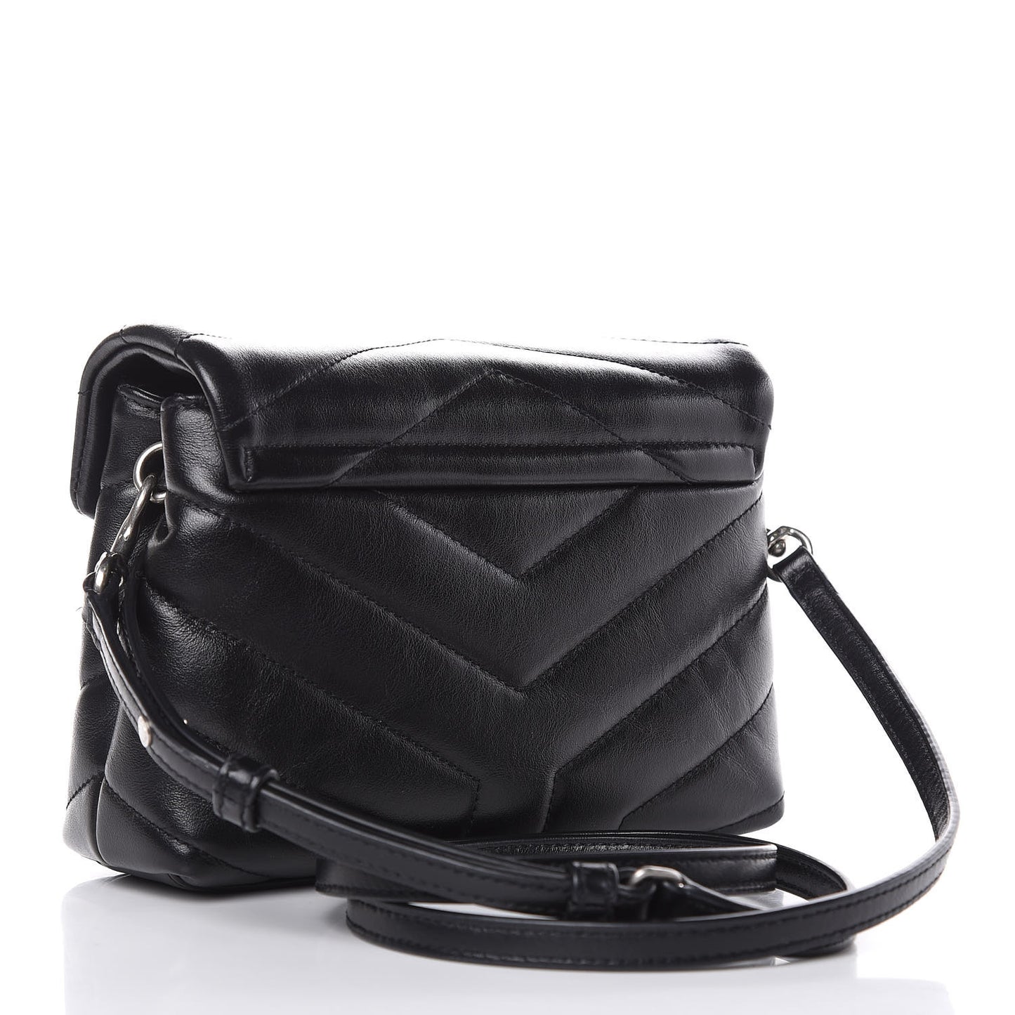 Calfskin Y Quilted Monogram Toy Loulou Crossbody Bag Black