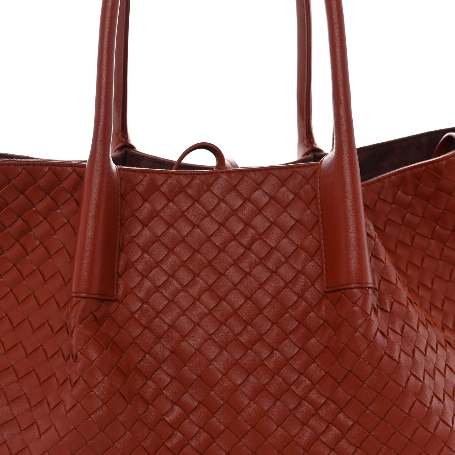 Calfskin Intrecciato Large Pinacoteca Reversible Tote Rust Deep Mahogany