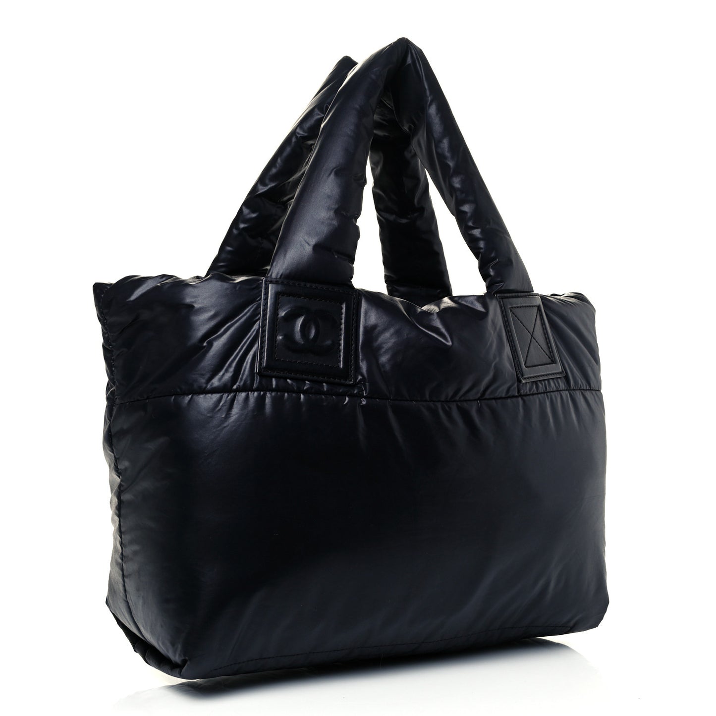 Nylon Quilted Medium Coco Cocoon Reversible Tote Black