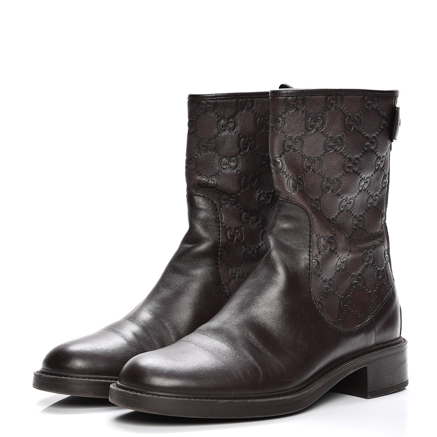 Gucci Guccissima Short Zip Boots 38 Dark Brown 4 of 8