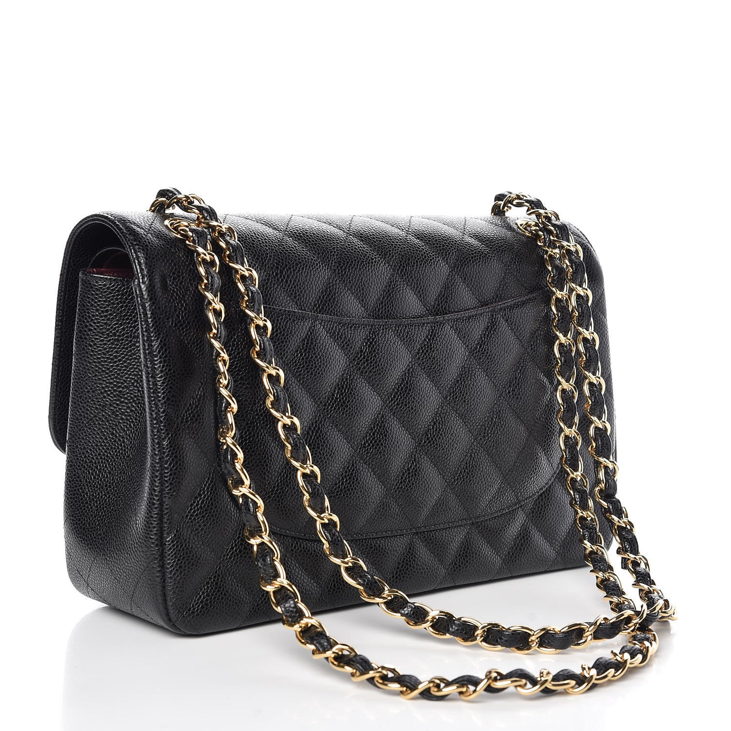 Caviar Quilted Jumbo Double Flap Black