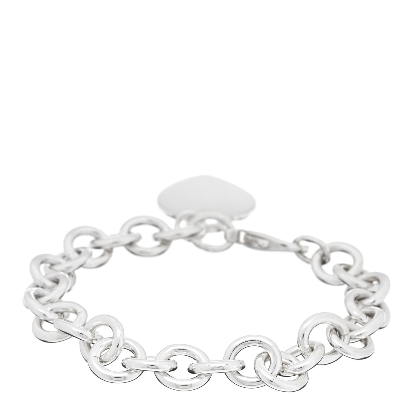 Sterling Silver Heart Tag Charm Bracelet